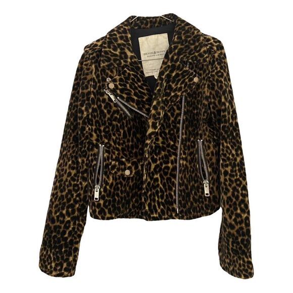 Ralph Lauren Denim & Supply Leopard Print Velvet Moto Jacket - Picture 5 of 16